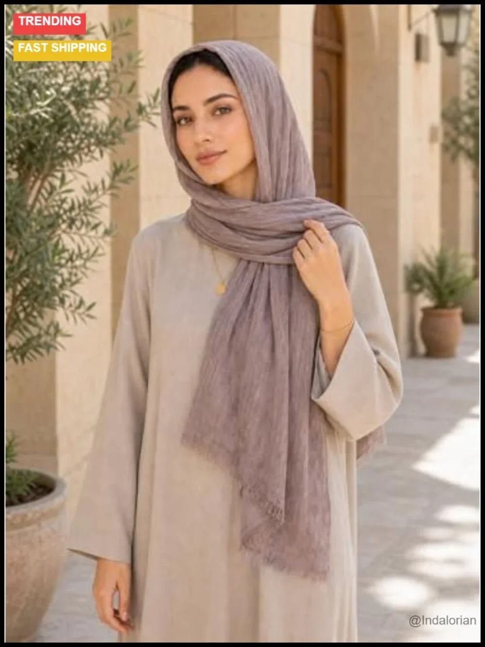 Lightweight Rayon Scarf with Cotton Linen Texture - Breathable Wrap Shawl